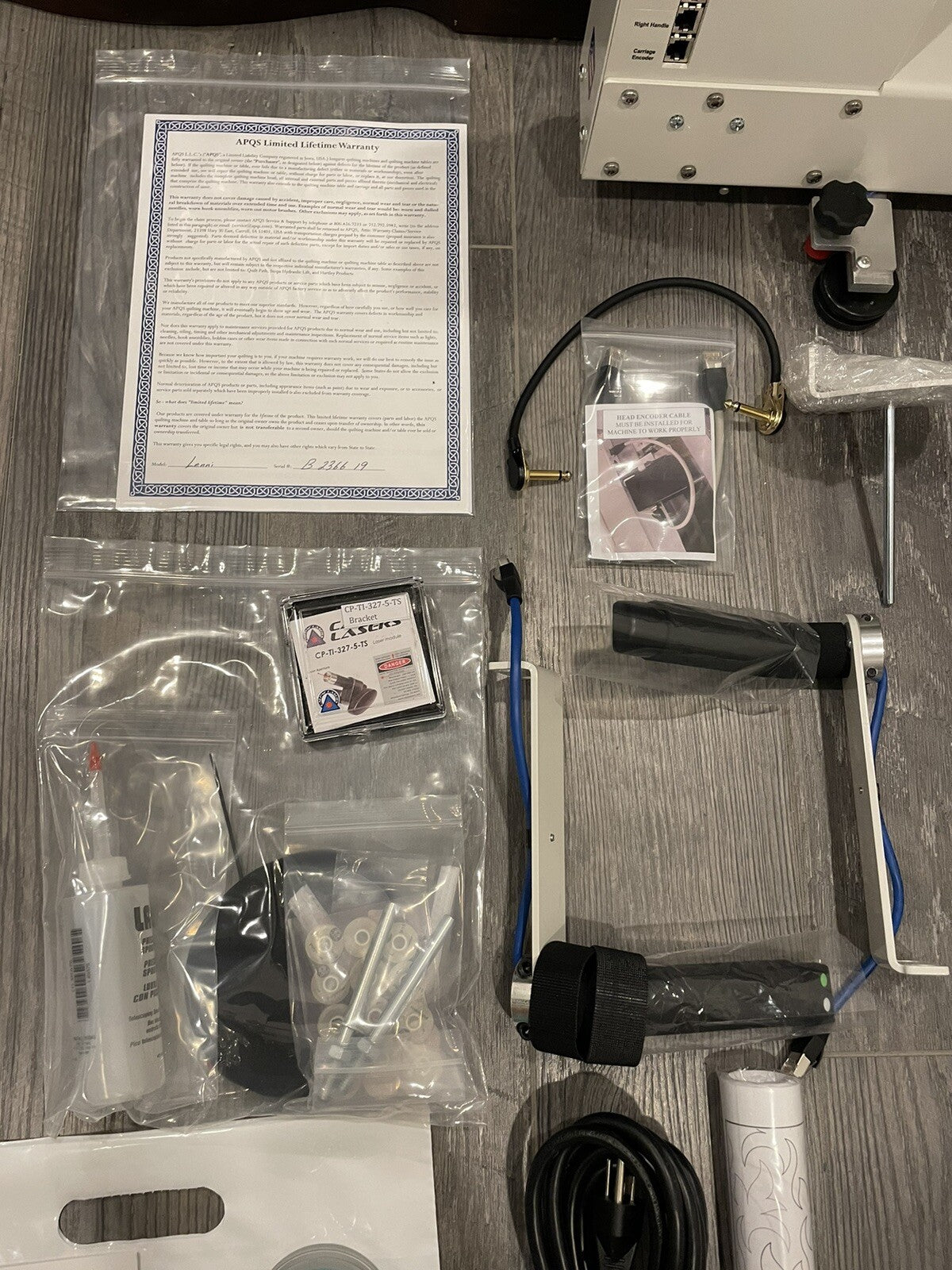 APQS Lenni Longarm Quilting Machine W/ Accessories NO TABLE/STAND NEW IN BOX!
