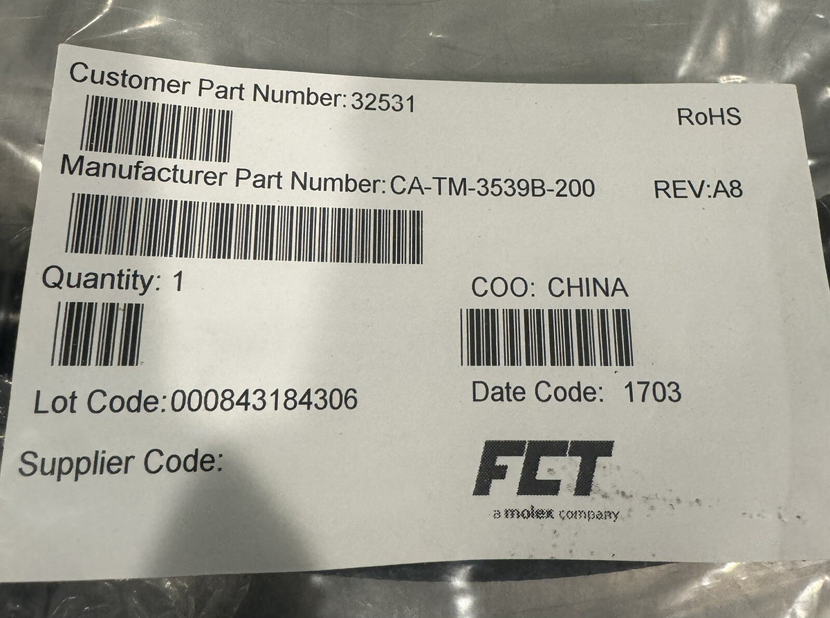 Molex FCT CA-TM-3539B-200 Jumper Cable ASSY NEW! FREE SHIPPING!