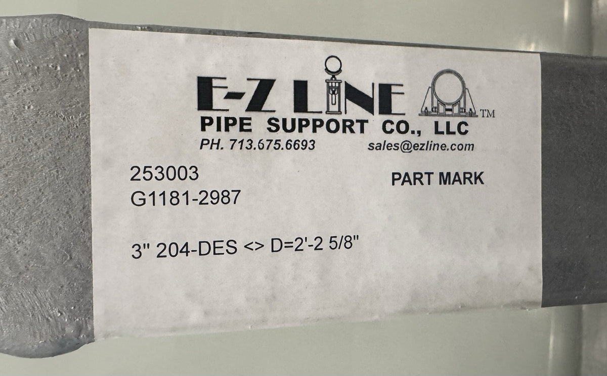 E-Z Line 253003 Pipe Support 3" 204-DES G1181-2987 NEW! FREE SHIPPING!