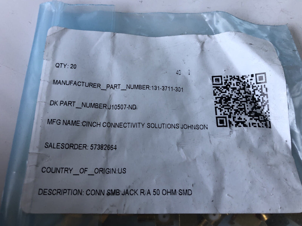 Cinch Connectivity 131-3711-301 R/A Surface Mount Receptacle Gold PACK OF 20 NEW