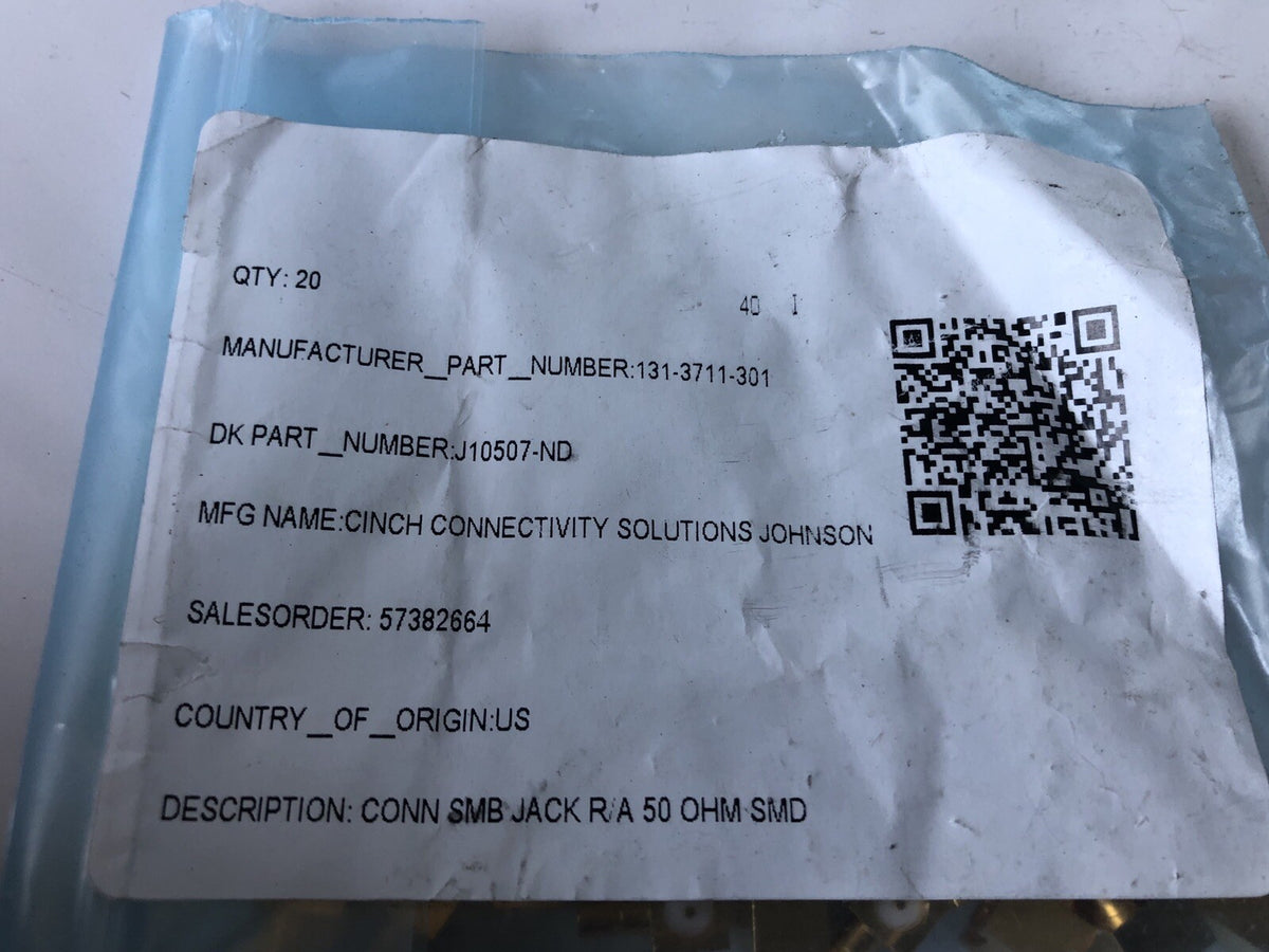 Cinch Connectivity 131-3711-301 R/A Surface Mount Receptacle Gold PACK OF 20 NEW