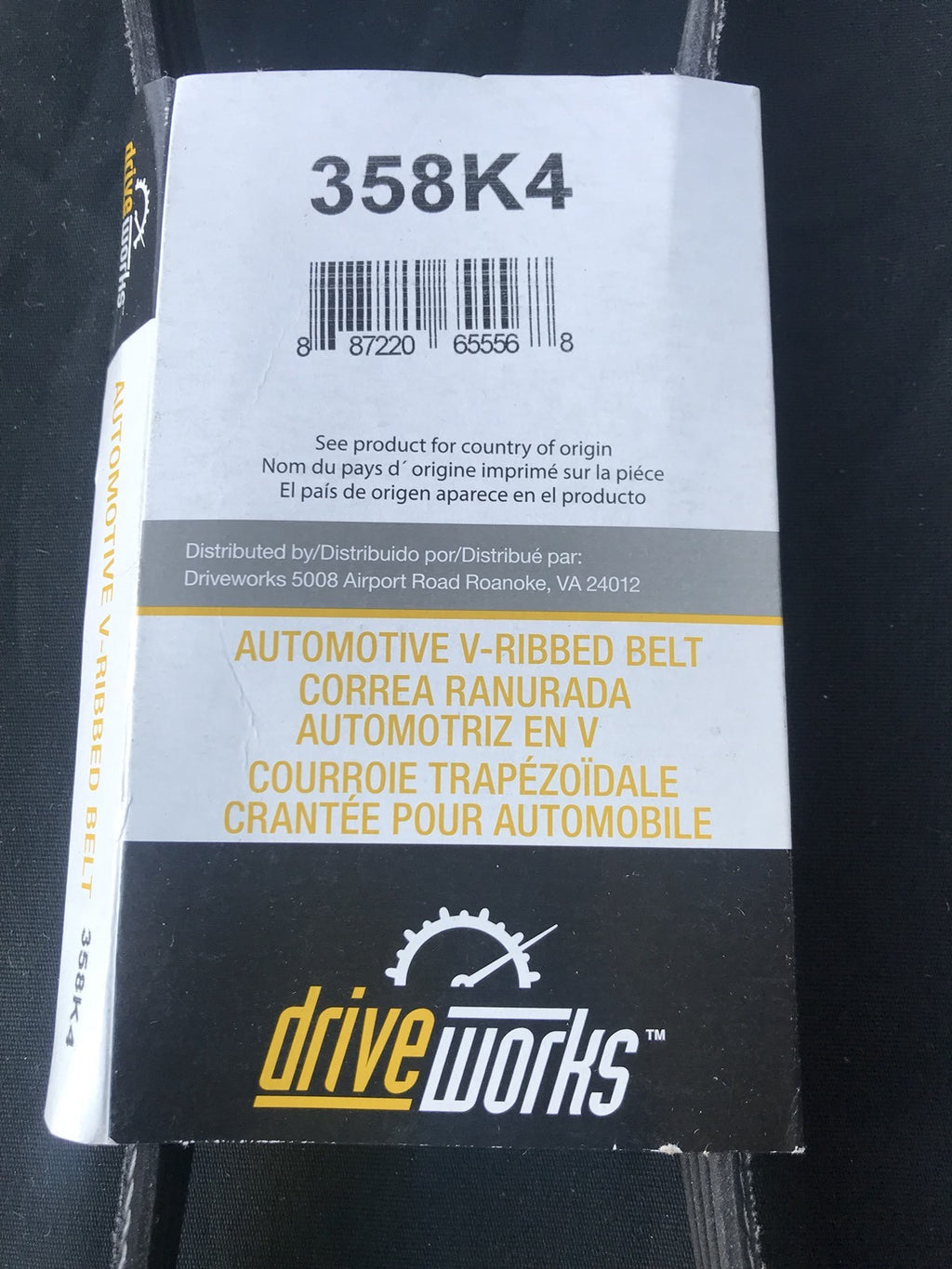 Drive Works 358K4 Automotive V-Ribbed Belt NEW