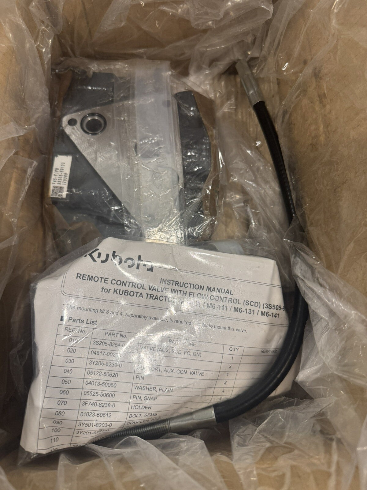 Kubota 3S505-97811 M7683A SCD FC VALVE KIT Auxiliary Control NEW IN BOX!