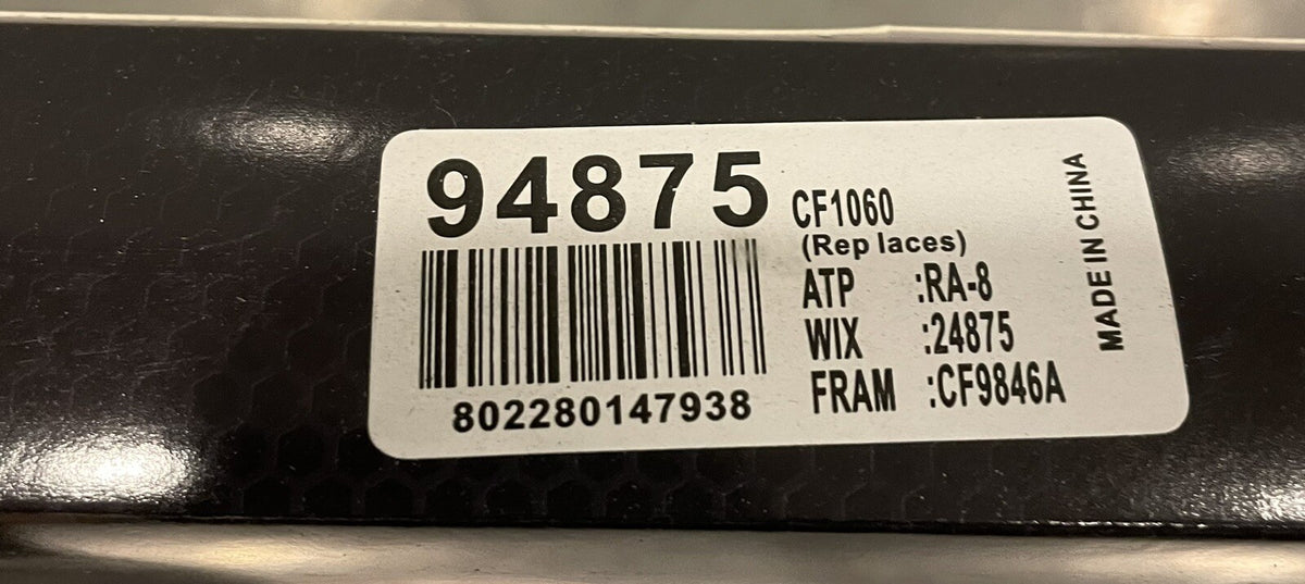 Parts Master 94875 Cabin Air Filter RA-8 24875 CF9846A NEW! FREE SHIPPING 