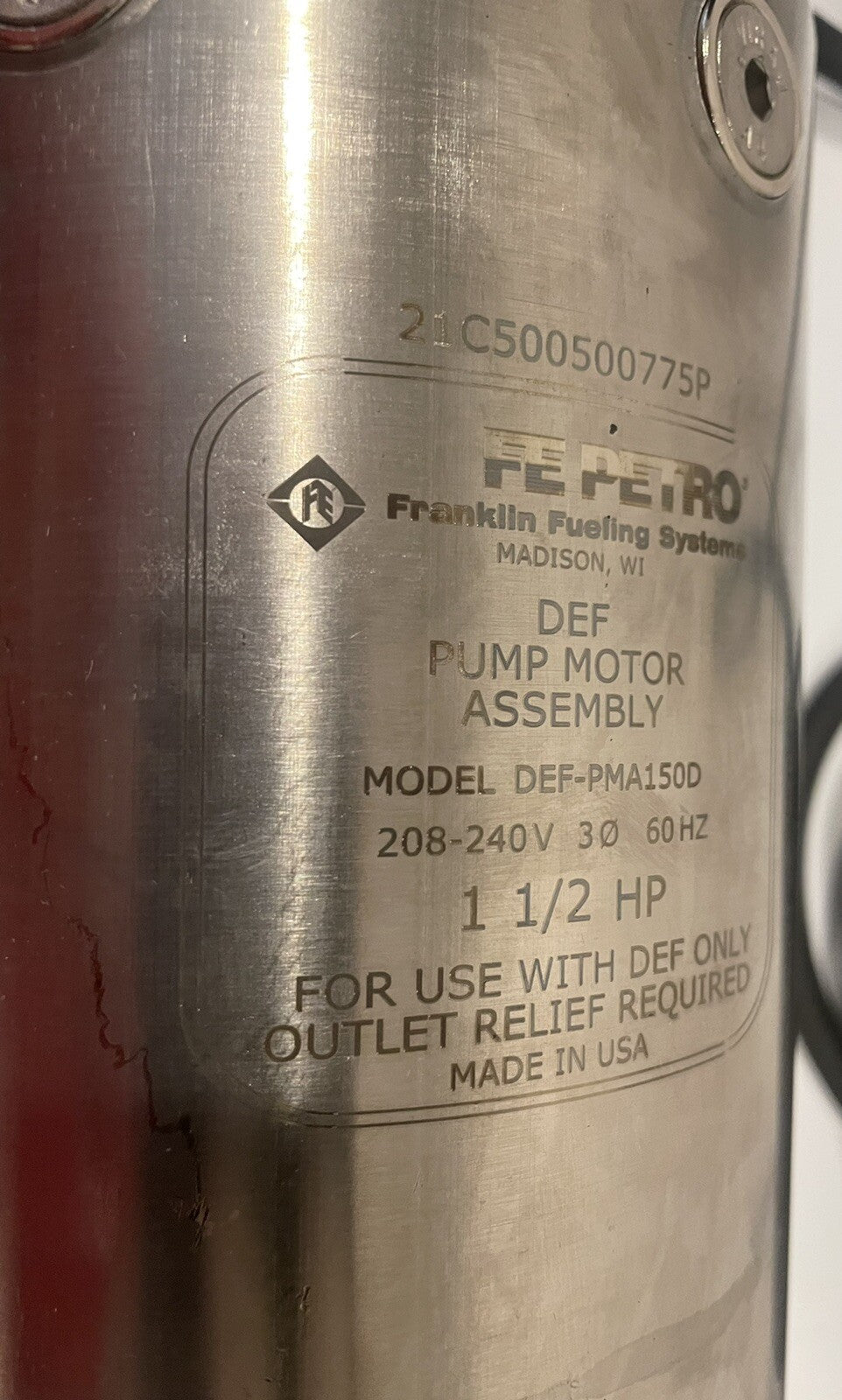 Franklin Fueling 403383133 Def Fuel Pump Motor Assy 1-1/2 HP 240V NEW!