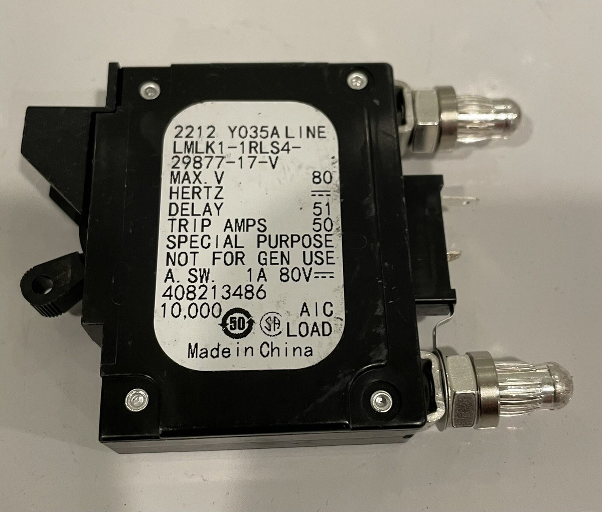 LMLK1-1RLS4-29877-17-V Circuit Breaker 40 Amp Bullet Style NEW! FREE SHIPPING!