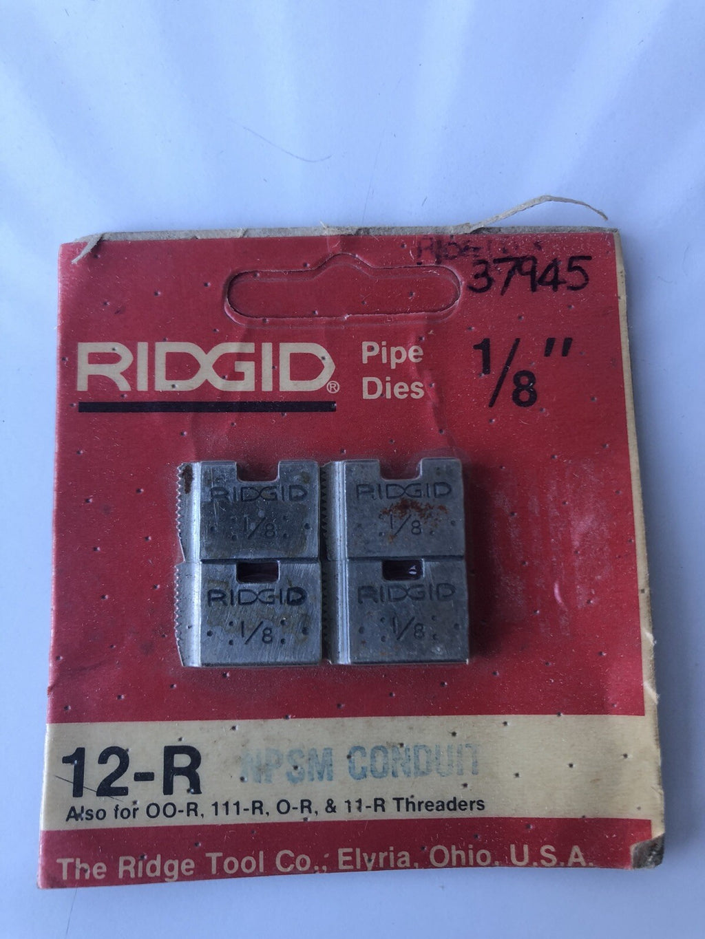 Ridgid 37945 Pipe Dies 1/8” 12-R NEW!!! FREE SHIPPING!!!