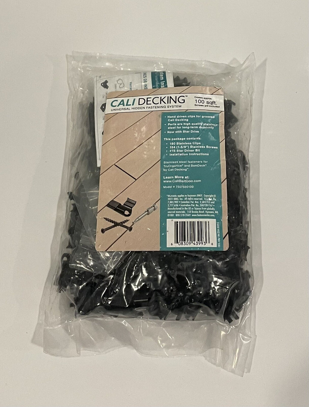 Cali Decking 7507500100 Hidden Fasteners Universal Deck Screws 180 PACK W/ Bit
