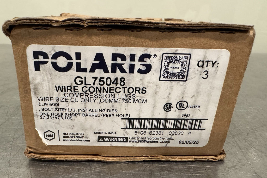 Polaris GL75048 Compression Lug Wite Connector 750 MCM NEW! FREE SHIPPING!