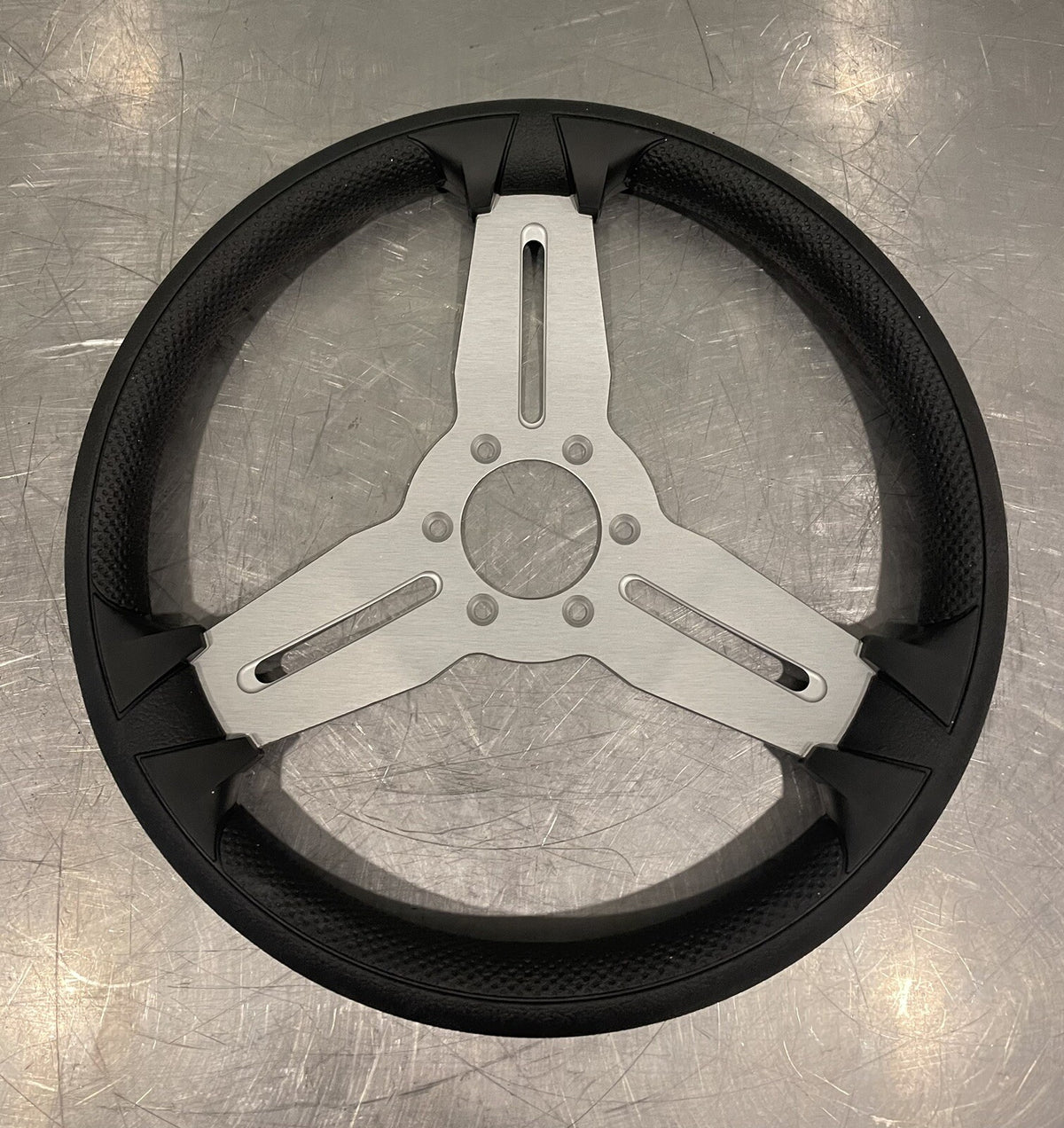 Gussi Marine Steering Wheel Black Grip Stainless Boat 13” NEW! FREE SHIPPING!