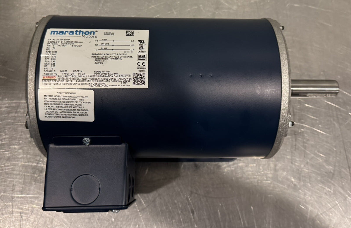 Marathon E901A Motor 1HP 3PH 200V 1760 RPM 143TTDR16056 NEW IN BOX! SHIPS FREE!