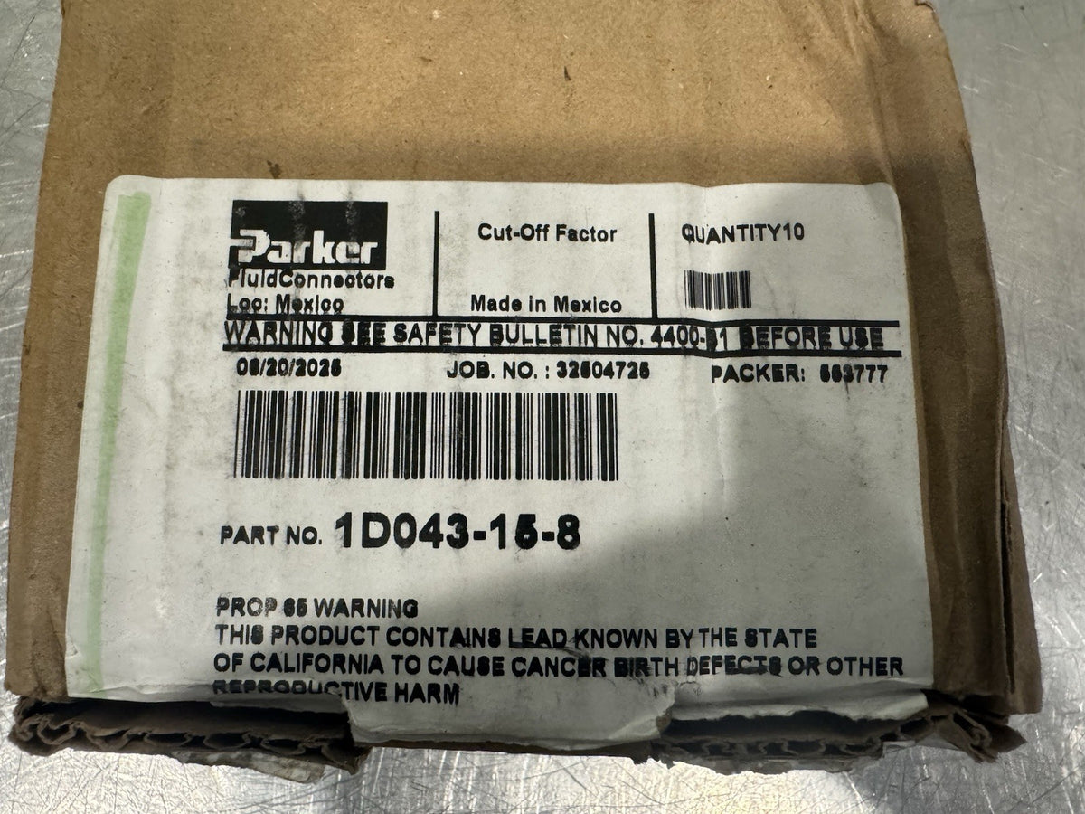 Parker 1D043-15-8 Hydraulic Hose Fitting Crimp Style Male NEW! FREE SHIPPING!