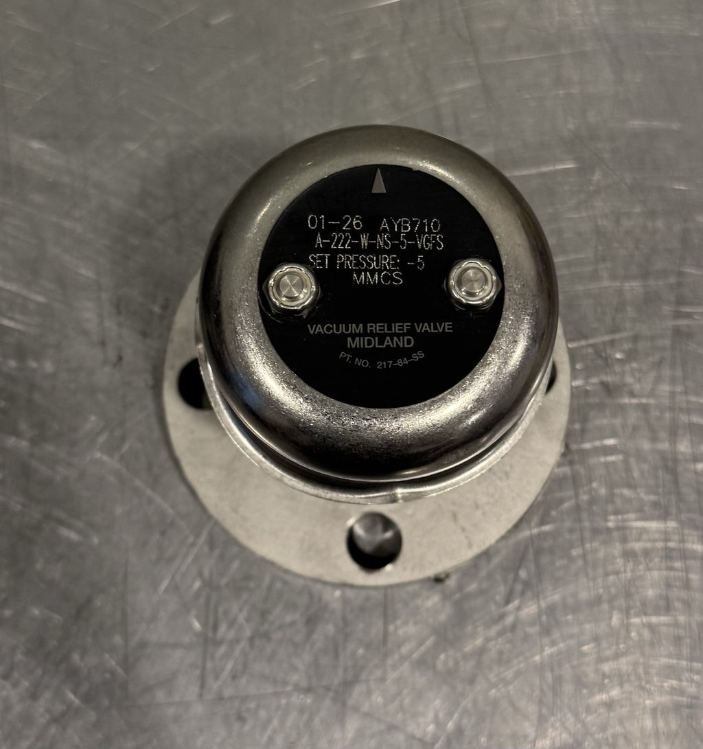Midland A-222-W-NS-5-VGFS Vacuum Relief Valve 217-84-SS NEW! FREE SHIPPING!