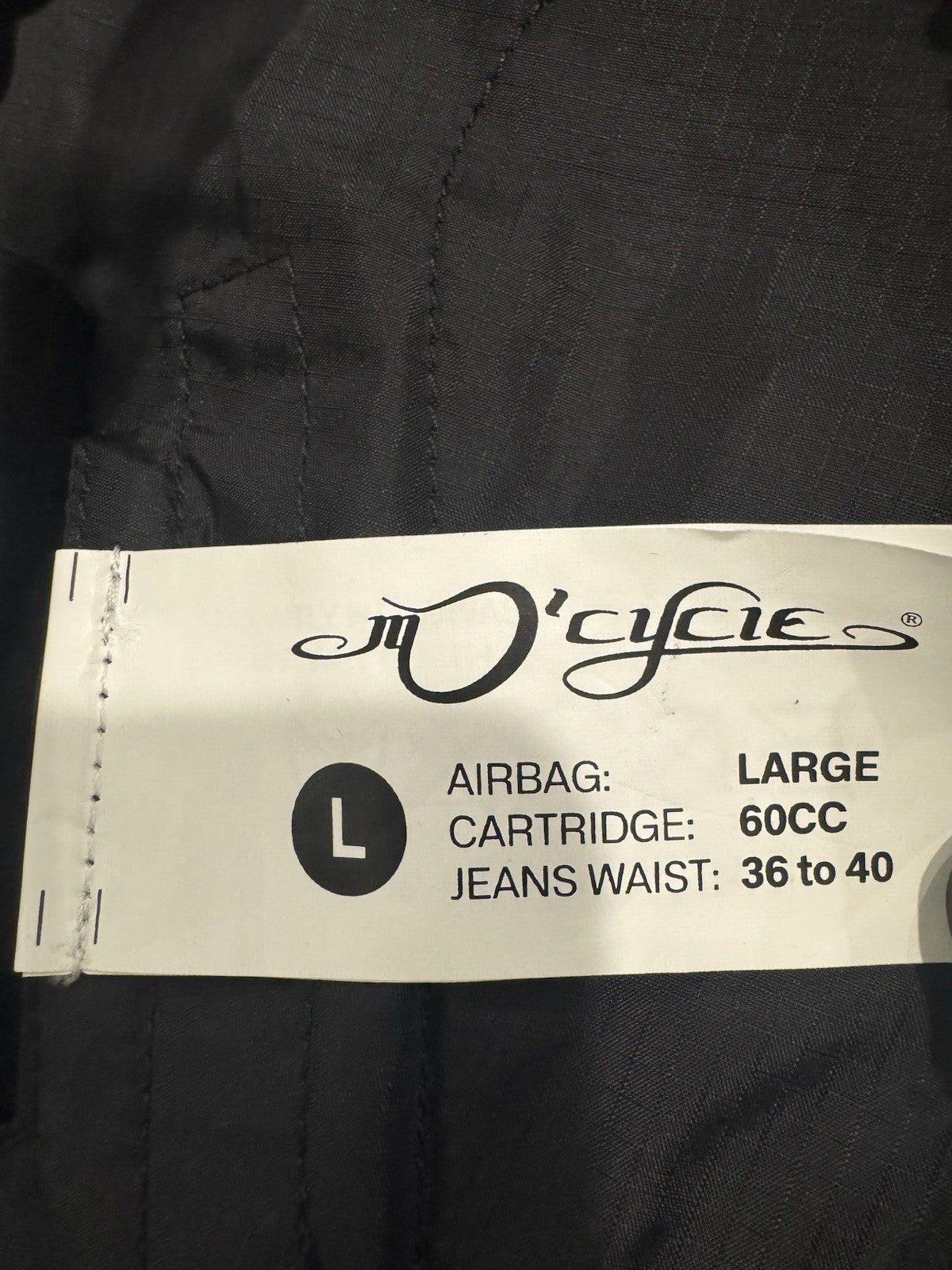 Mo Cycle Safety Bag Large 60cc Mo’Cycle 36-40 Waist NEW! FREE SHIPPING!