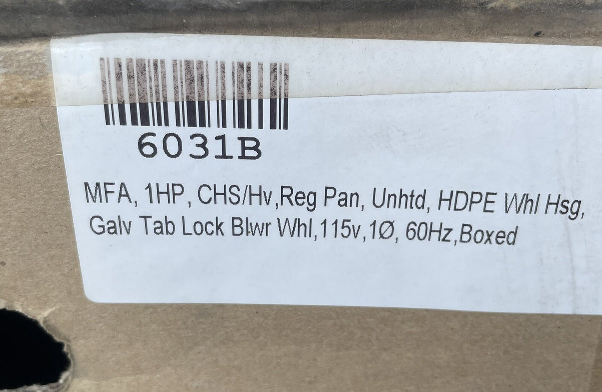 Mars HV260-1UA-TS Air Curtain Motor Assembly 6031B 1HP 1PH 115V 60Hz NEW IN BOX
