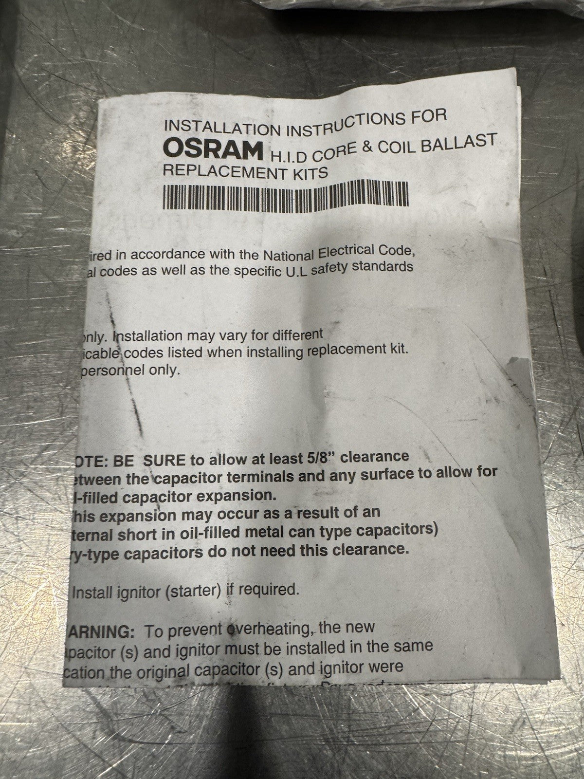 Osram 47427-C Ground Ballast Core Kit Magnetic NEW IN BOX! FREE SHIPPING!
