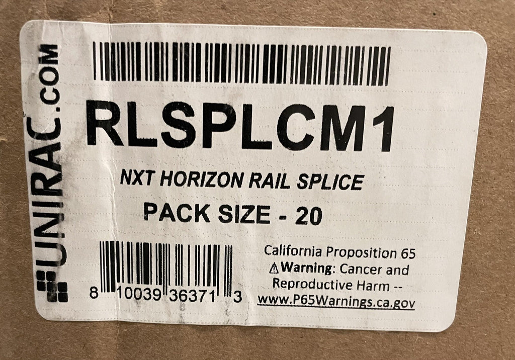 Unirac RLSPLCM1 Rail Splice Next Horizon Series 20 PACK NEW! FREE SHIPPING!