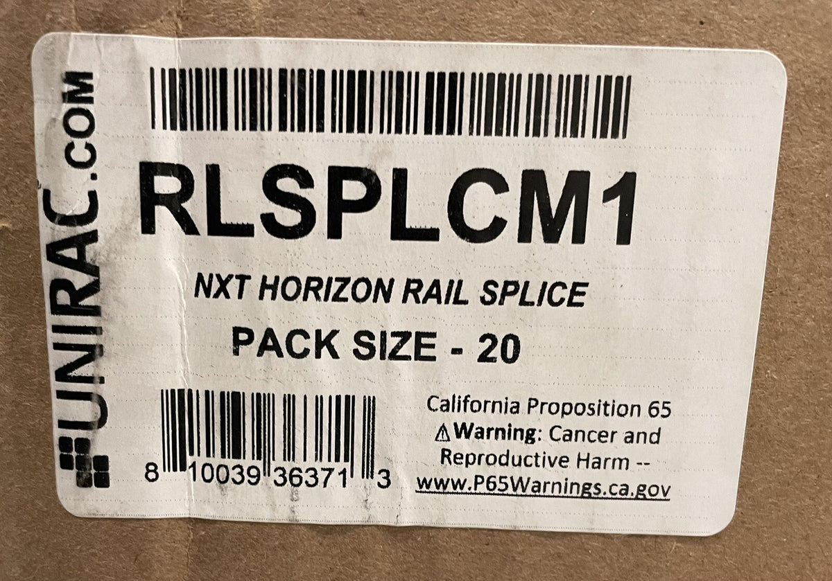Unirac RLSPLCM1 Rail Splice Next Horizon Series 20 PACK NEW! FREE SHIPPING!