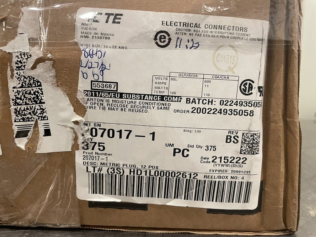 TE Connectivity 207017-1 Wire Housing Rectangular Connector Housing NEW!