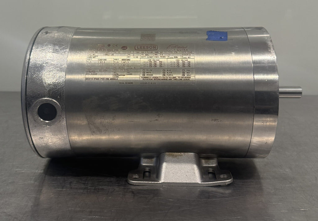 Leeson 119527.00 Washdown Motor 1 HP 230/190V 460/380V 3PH NEW! FREE SHIPPING!