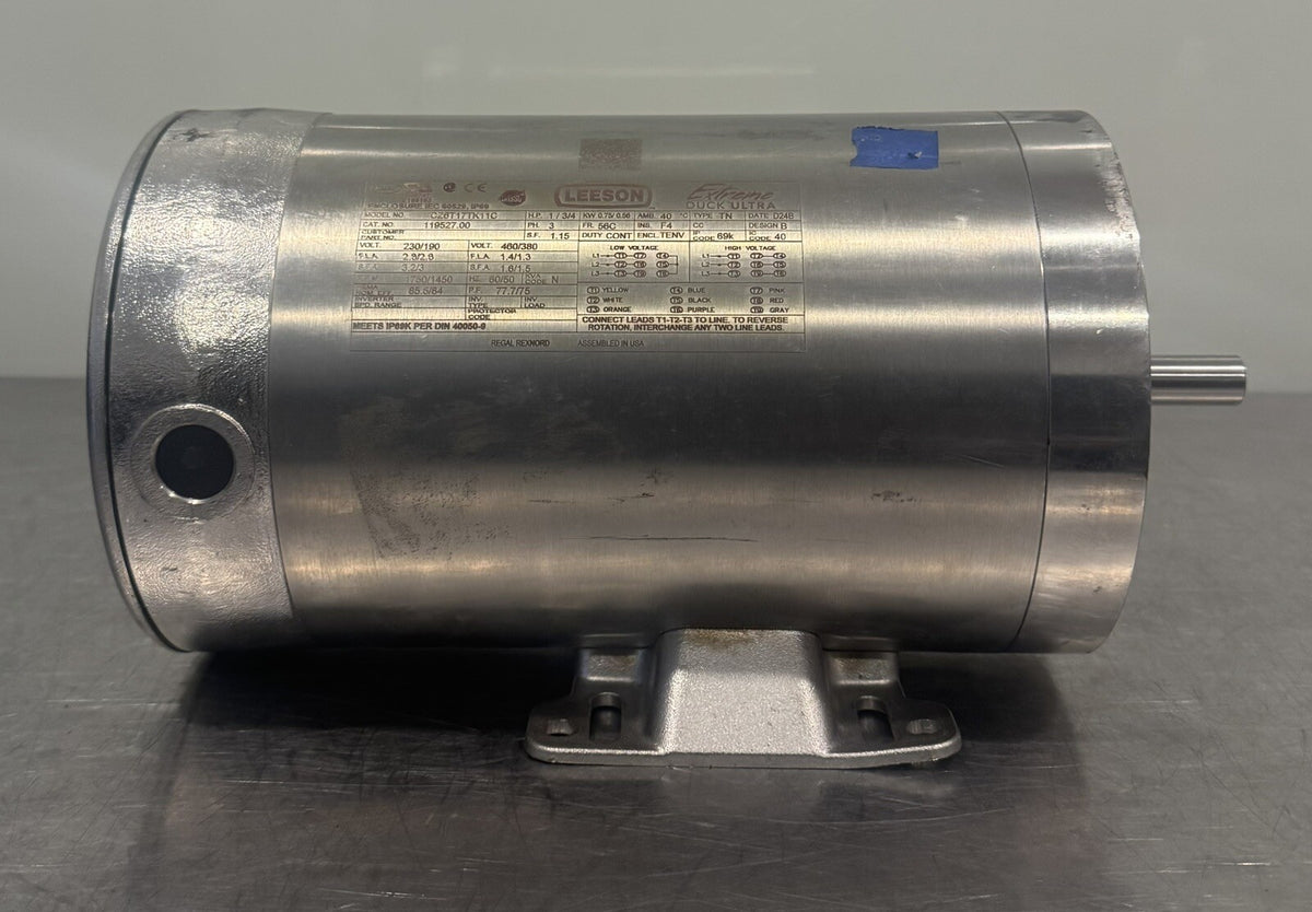 Leeson 119527.00 Washdown Motor 1 HP 230/190V 460/380V 3PH NEW! FREE SHIPPING!