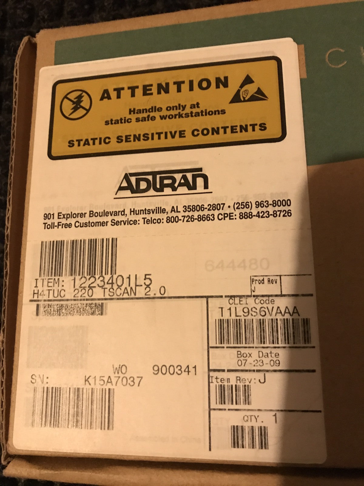 Adtran H4TUC 220 TSCAN 2.0 T1L9S6VAAA HDSL4 TRCVR UN-CO NEW IN BOX