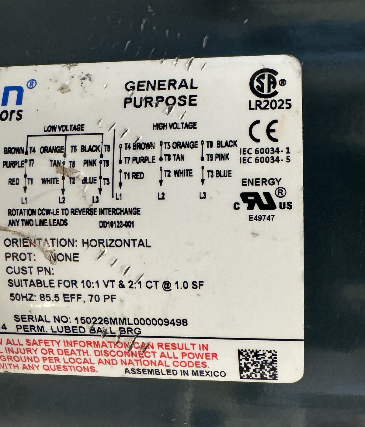 Marathon K521C Motor 1.5 & 1HP 1725 & 1425 RPM C56T17DRC70005A1A NEW! SHIPS FREE