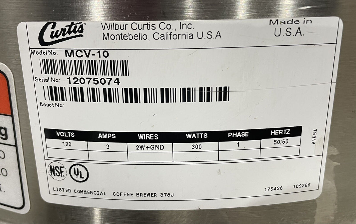 Curtis MCV-10 Coffee Dispenser Mercury 10 Gallon Dual Service FREE SHIPPING!