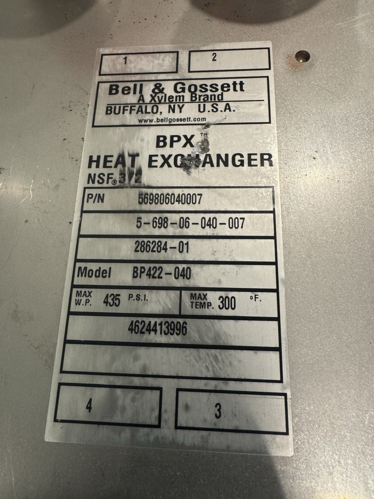 Bell & Gossett 5-698-06-040-007 Brazed Plate Heat Exchanger BP422-040 NEW!