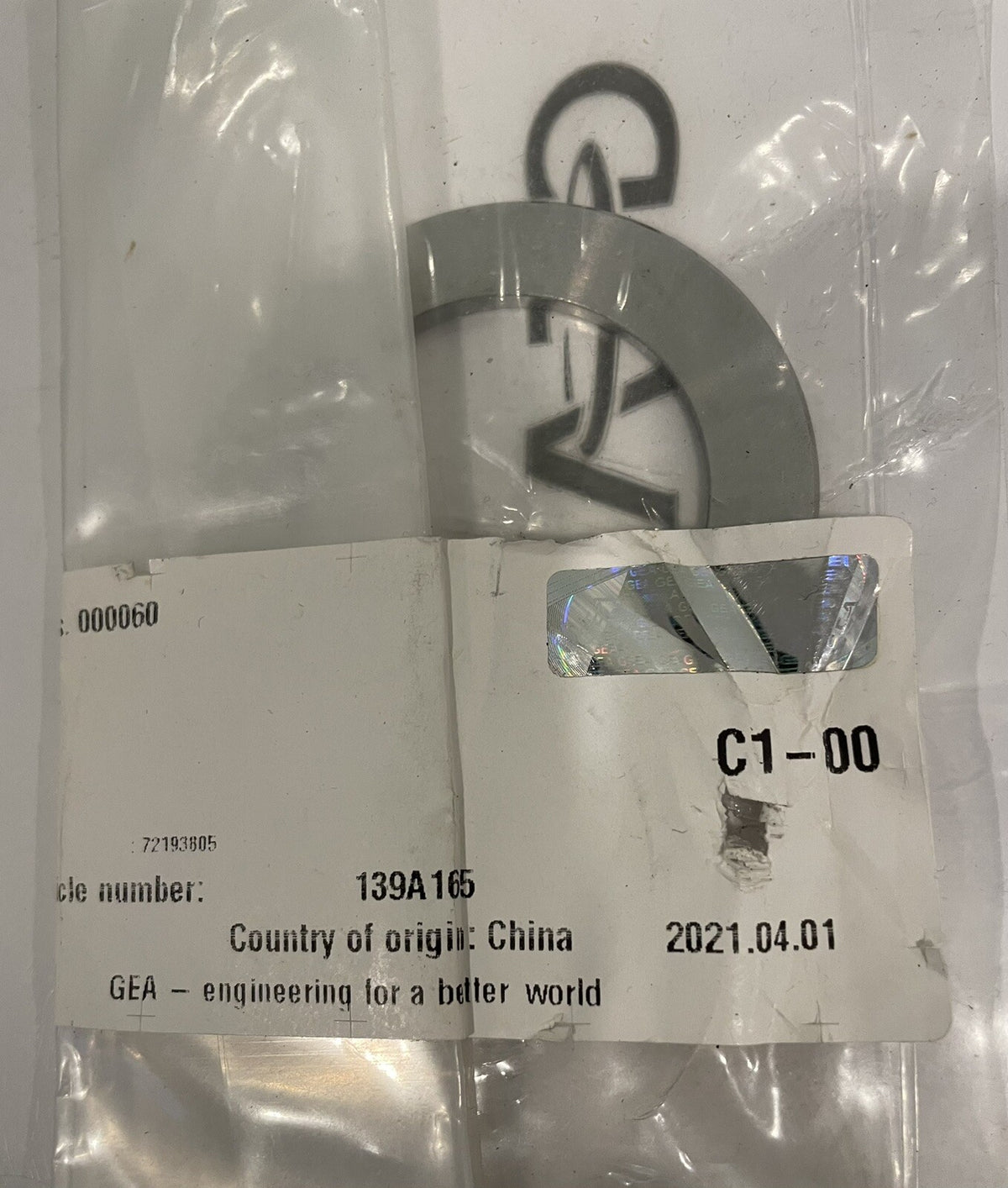 GEA Westfalia 139A165 Ring Centrifuge Parts NEW! FREE SHIPPING!