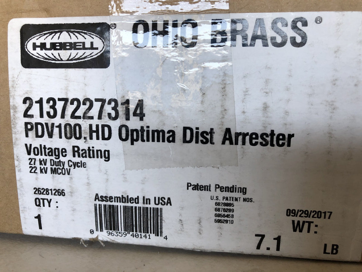 Hubbell 2137227314 Heavy Duty Distribution Surge Arrester PDV100.HD NEW IN BOX