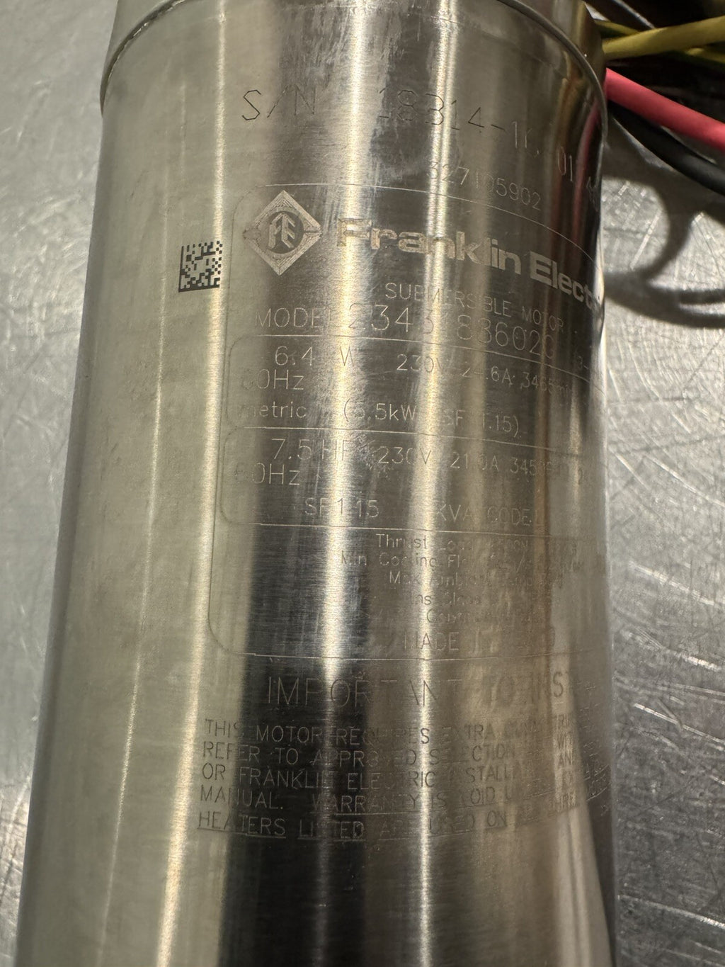 Franklin Electric 2343188602G Well Motor 4” 230V 7.5HP NEW IN BOX! FREE SHIPPING