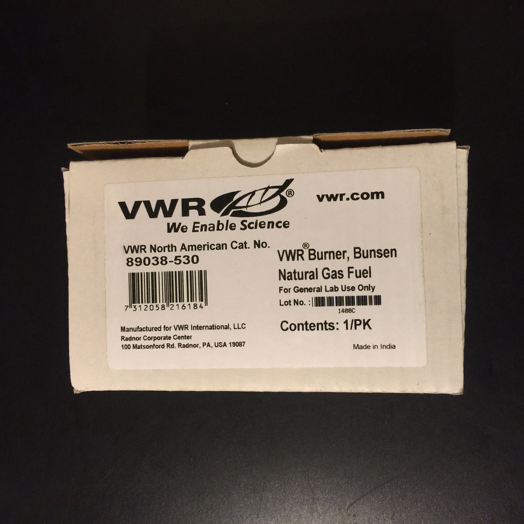 VWR 89038-530 Natural Gas Bunsen Burner, 800-1200 BTU, 15.6 cm(6-1/8") Tall NEW