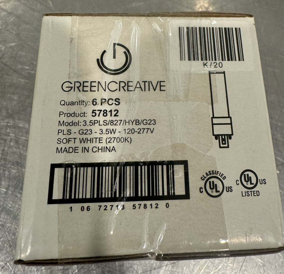 Green Creative 57812 LED Bulb 2700K 3.5W 6 PACK PLS-G23-3.5W-120-277V NEW! 