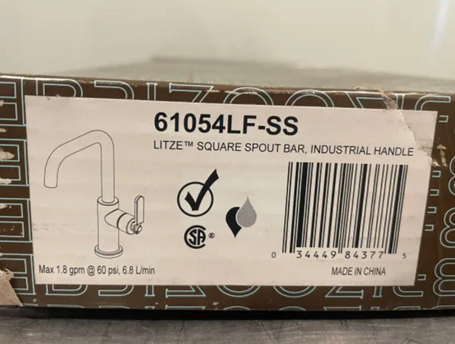Brizo 61054LF-SS Litze Square Spout Bar Faucet Industrial Handle Stainless NEW!