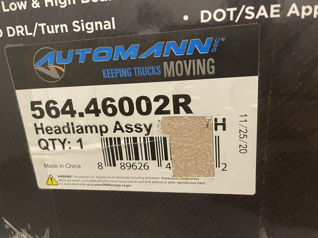 Automann 564.46002R-RH Headlamp Assembly Freightliner Peterbilt NEW IN BOX!
