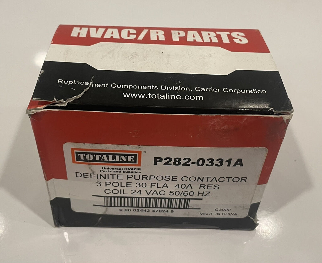 Totaline P282-0331A Definite Purpose Contactor 3 Pole 40A Res Coil 24 VAC NEW!