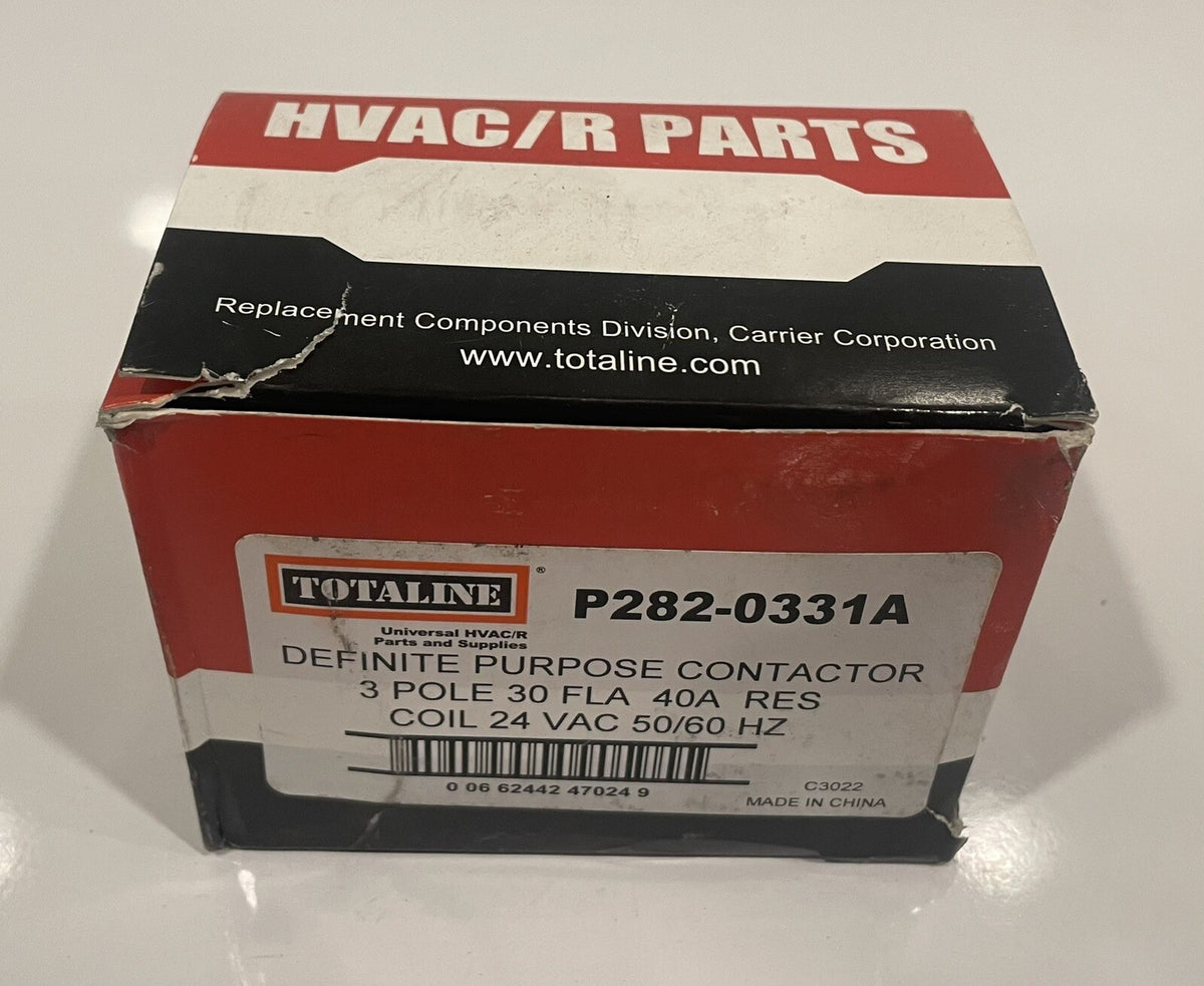 Totaline P282-0331A Definite Purpose Contactor 3 Pole 40A Res Coil 24 VAC NEW!