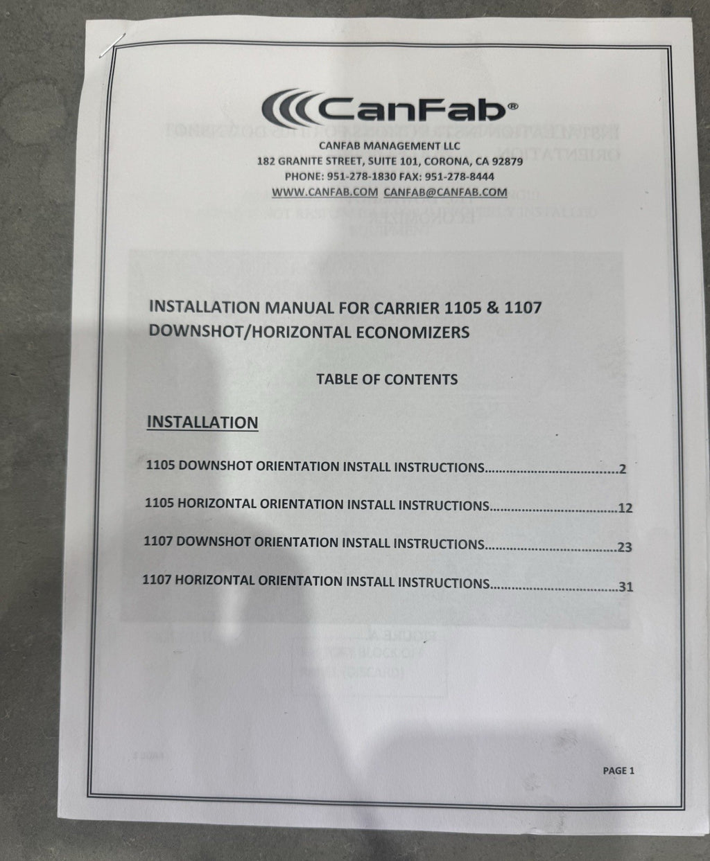 Carrier 1105 Econimizer 1105-ECV-SDC-R CanFab NEW! FREE SHIPPING!