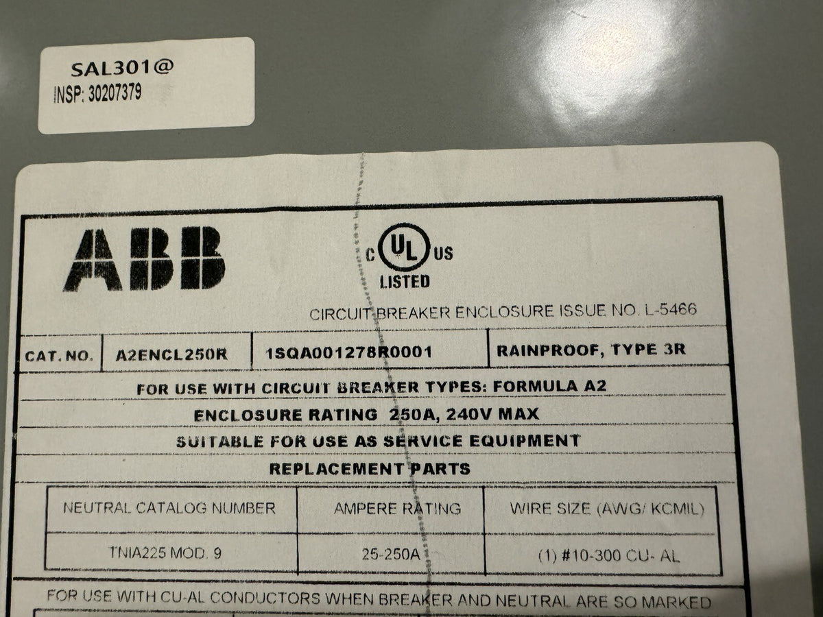 ABB A2ENCL250R Enclosure For Circuit Breakers NEW! FREE SHIPPING!