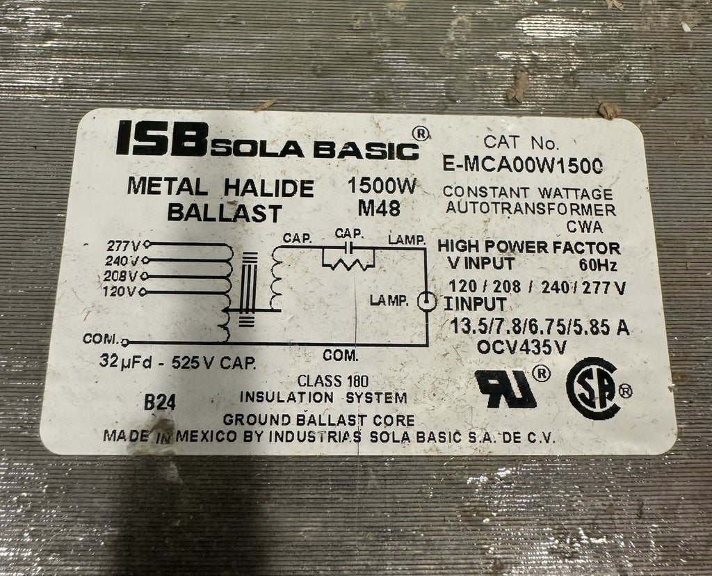 ISB Sola Basic E-MCA00W1500 Metal Halide Ballast DAMAGED! NEW!