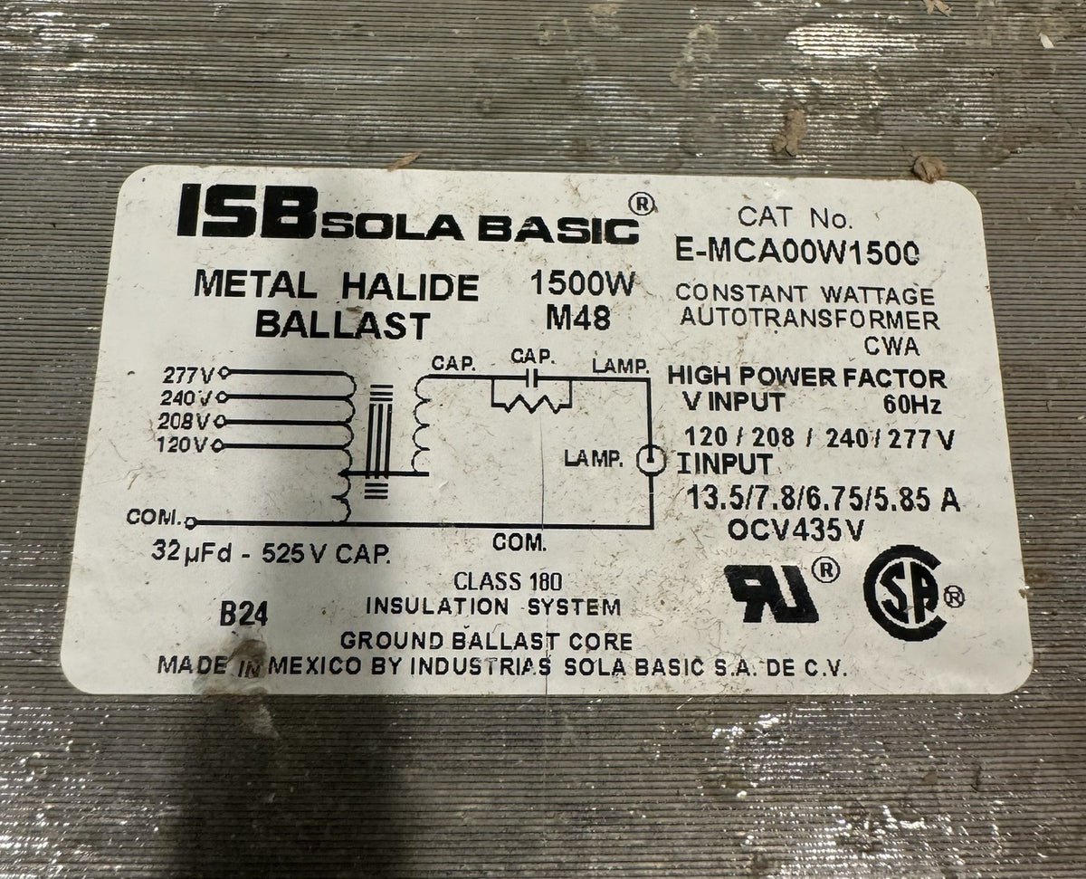 ISB Sola Basic E-MCA00W1500 Metal Halide Ballast DAMAGED! NEW!