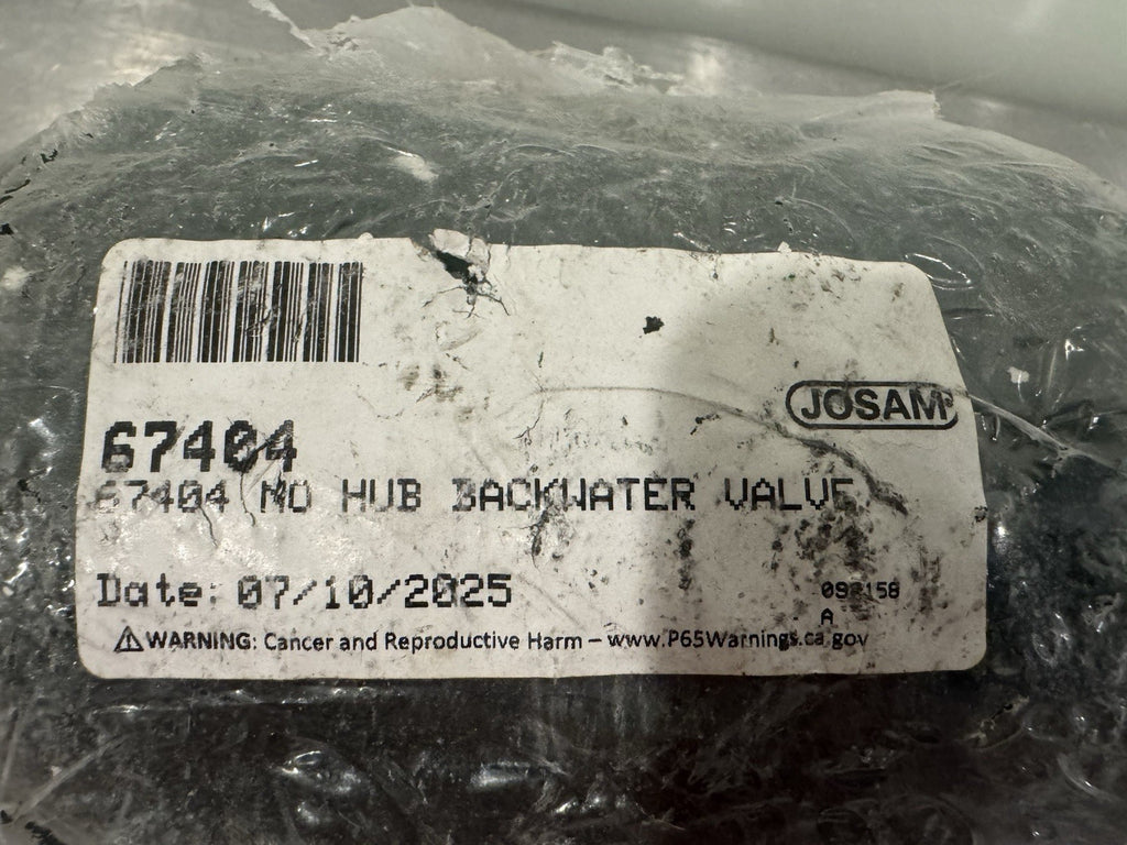 Josam 67404 4” No Hub Backwater Swing Check Valve NEW! FREE SHIPPING!