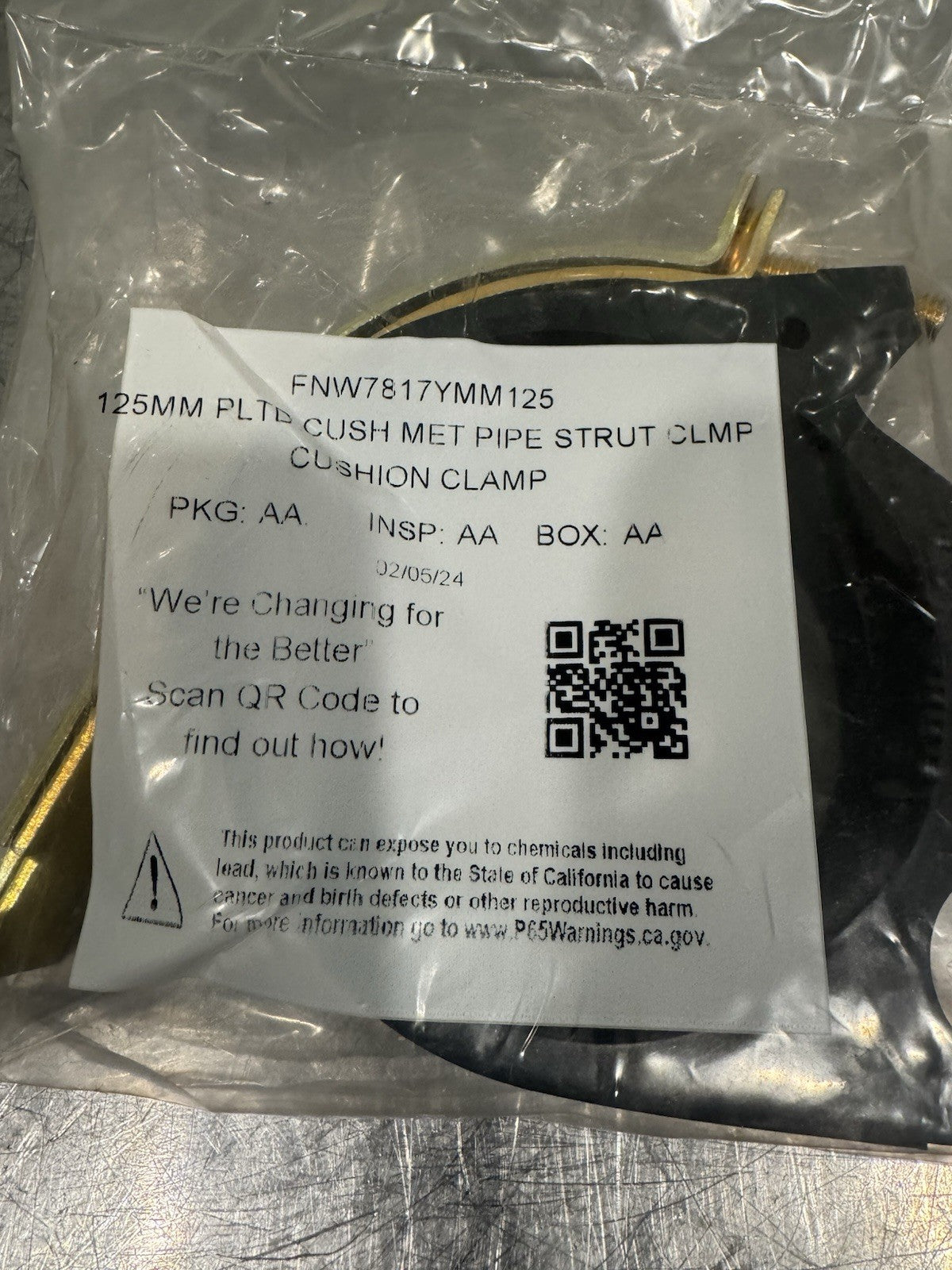 FNW FNW7817YMM125 Metric Cushioned strut Clamp 125mm Zinc NEW! SHIPS FREE!