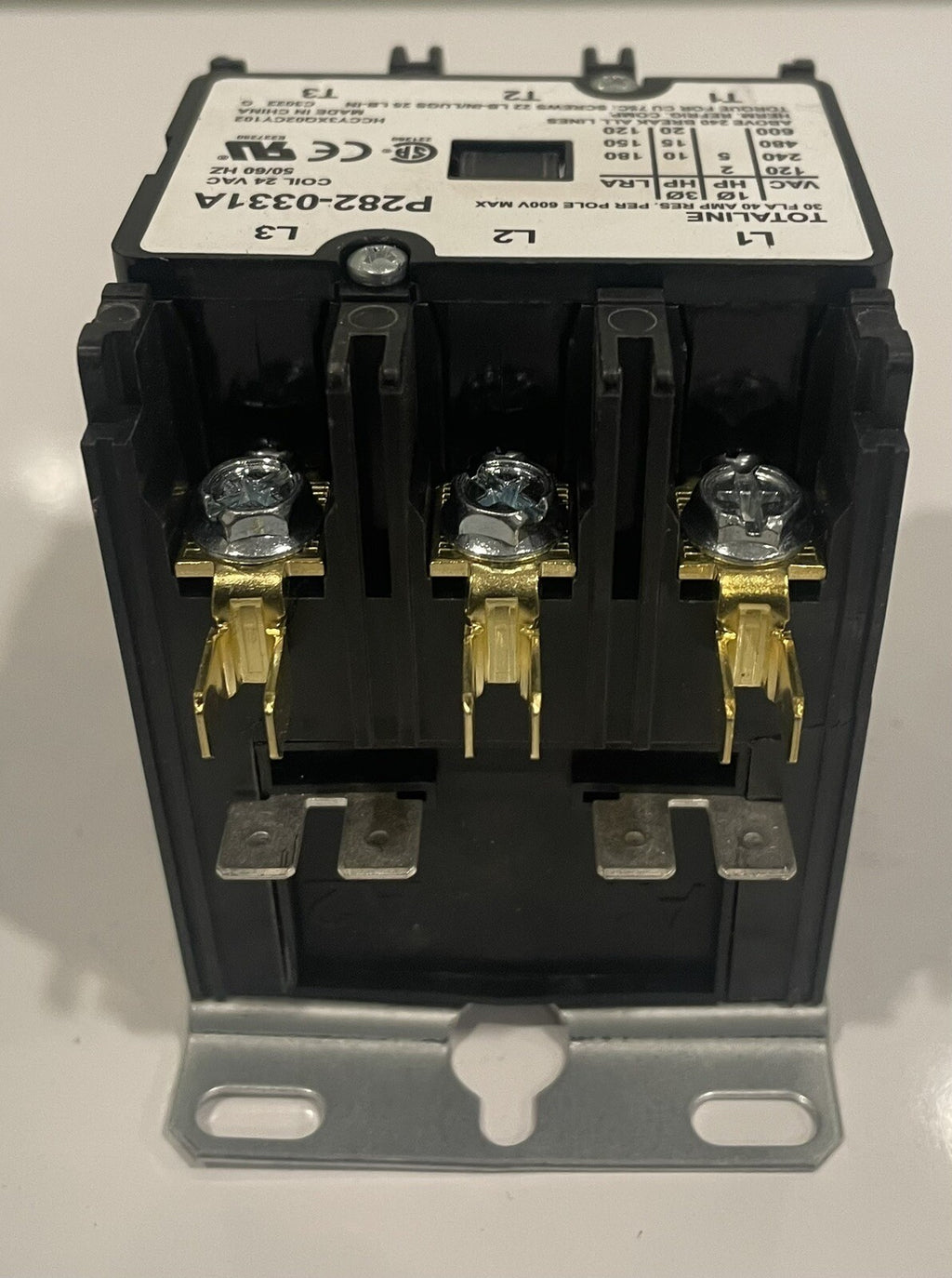 Totaline P282-0331A Definite Purpose Contactor 3 Pole 40A Res Coil 24 VAC NEW
