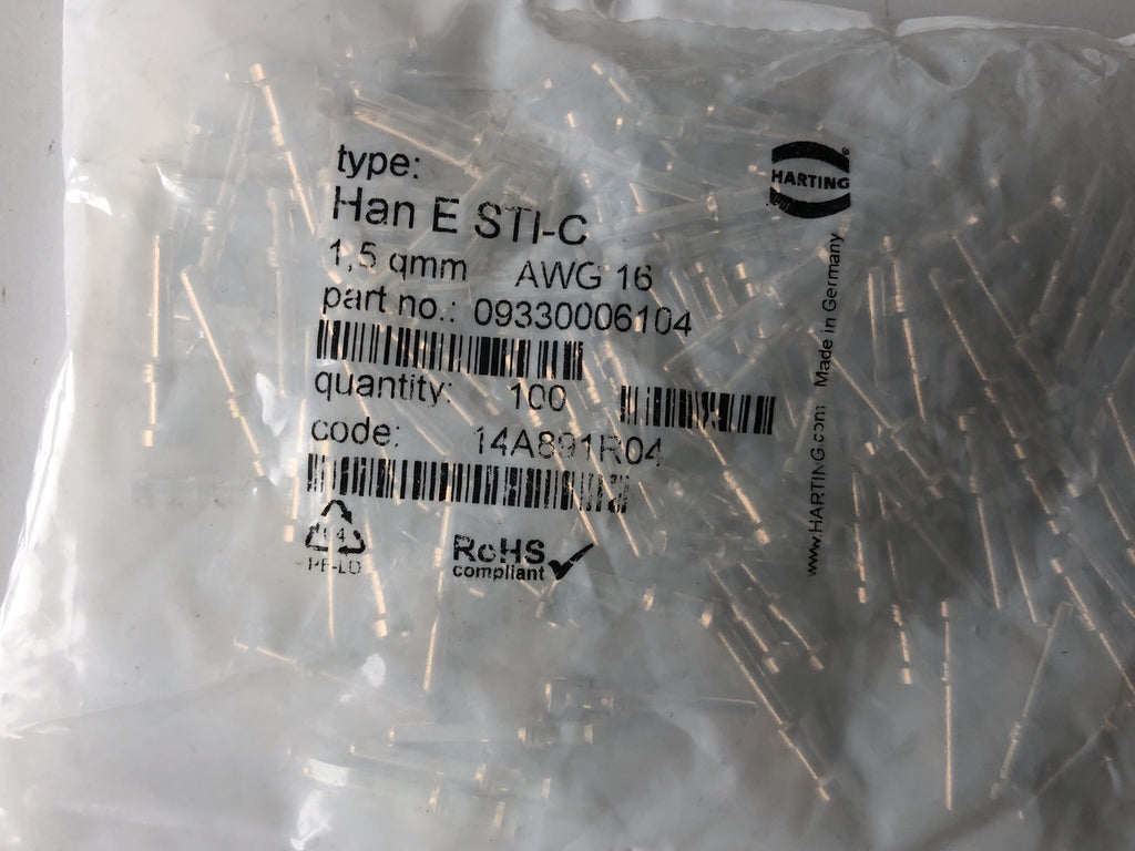 Harting 09330006104 Heavy Duty Connector Contacts HAN E STI-C Pack Of 100 NEW