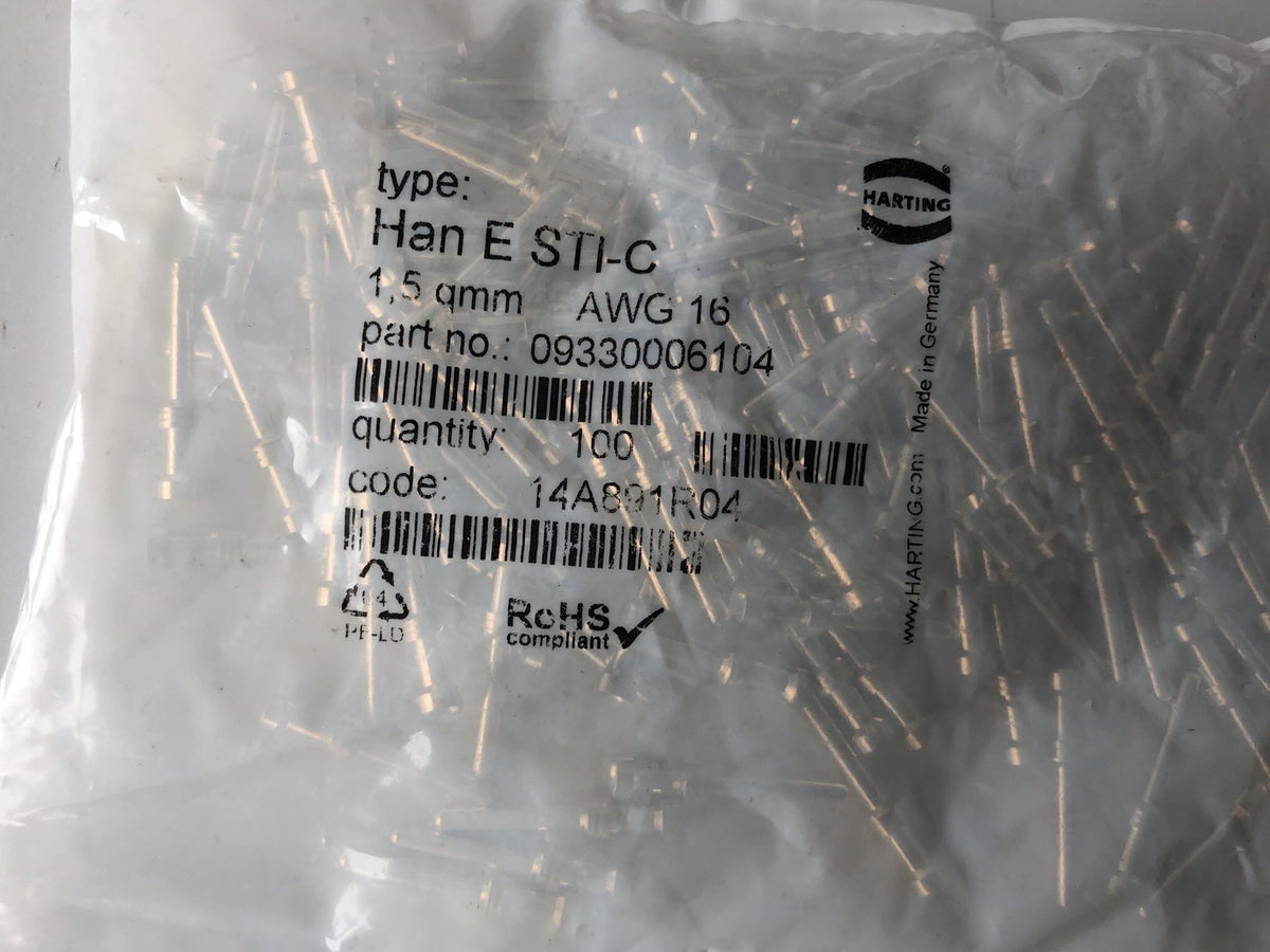 Harting 09330006104 Heavy Duty Connector Contacts HAN E STI-C Pack Of 100 NEW