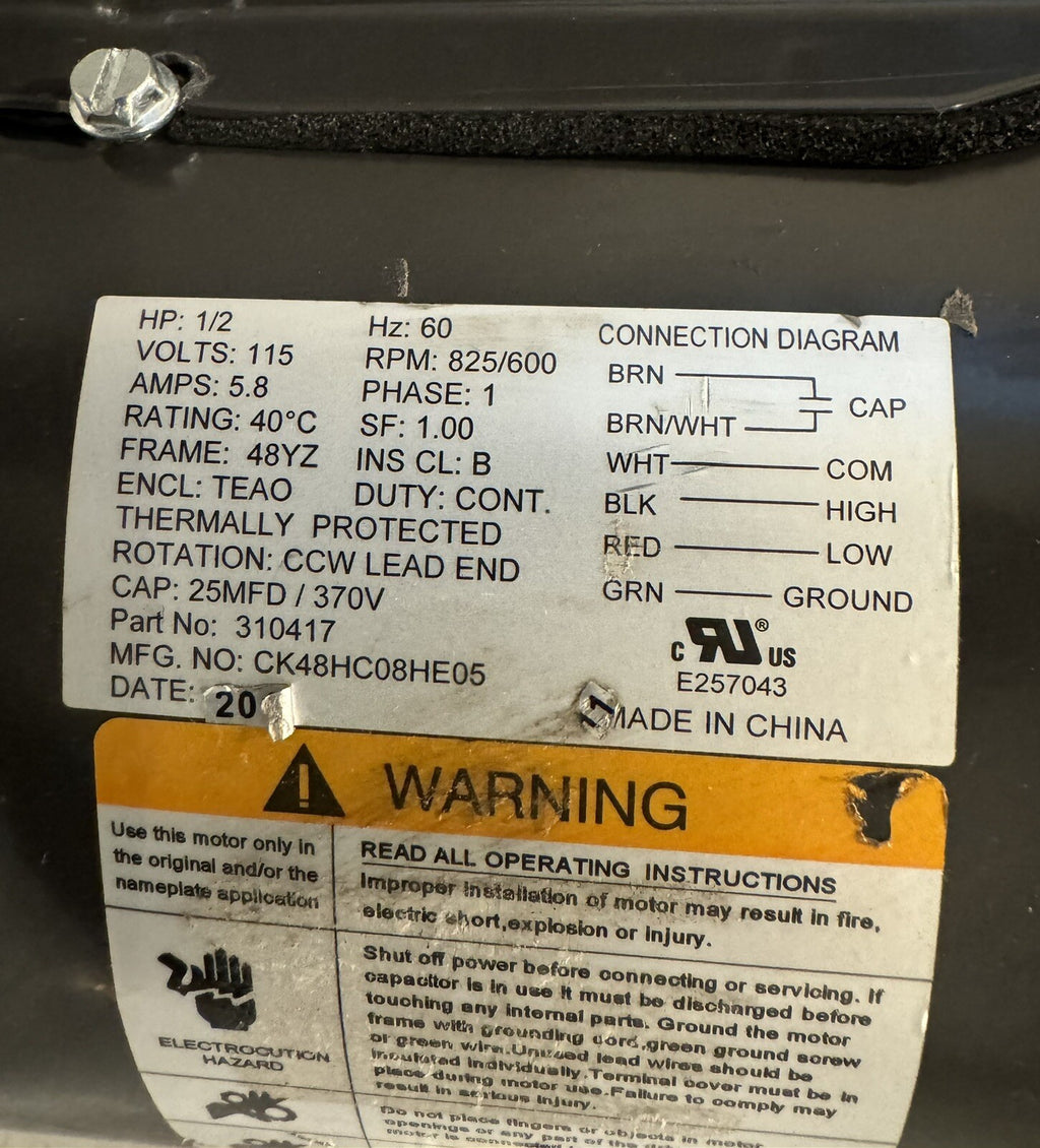 CK48HC08HE05 Motor 1/2HP 115V 48YZ 60Hz 310417 NEW! FREE SHIPPING!