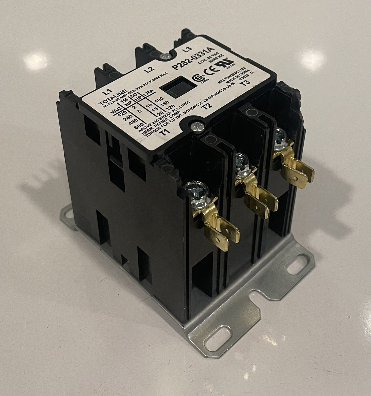 Totaline P282-0331A Definite Purpose Contactor 3 Pole 40A Res Coil 24 VAC NEW