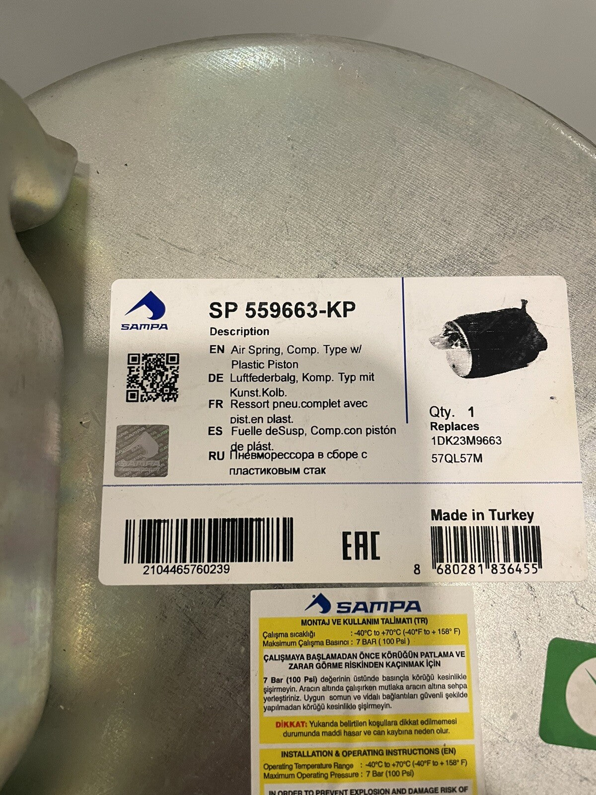 Sampa SP 559663-KP Air Bag Air Spring 559663 NEW! FREE SHIPPING!
